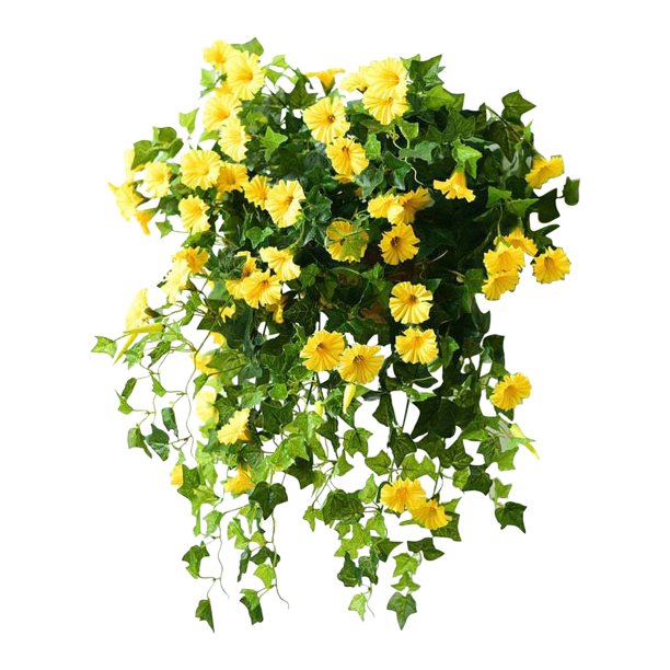 Plantas colgantes artificiales de imitación de flores para decoración exterior de primavera y verano, enredaderas largas de gloria de la mañana de seda sintética, resistentes a los rayos UV,