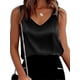 thumbnail image 1 of Camisolas de satén de seda para mujer, blusas casuales sin mangas con cuello en V Lucky_B, 1 of 5