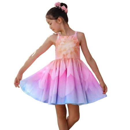 

ZRBYWB Toddler Girls Dresses Sleeveless Floral Print Princess Dress Dance Party Dresses Baby Girl Clothes