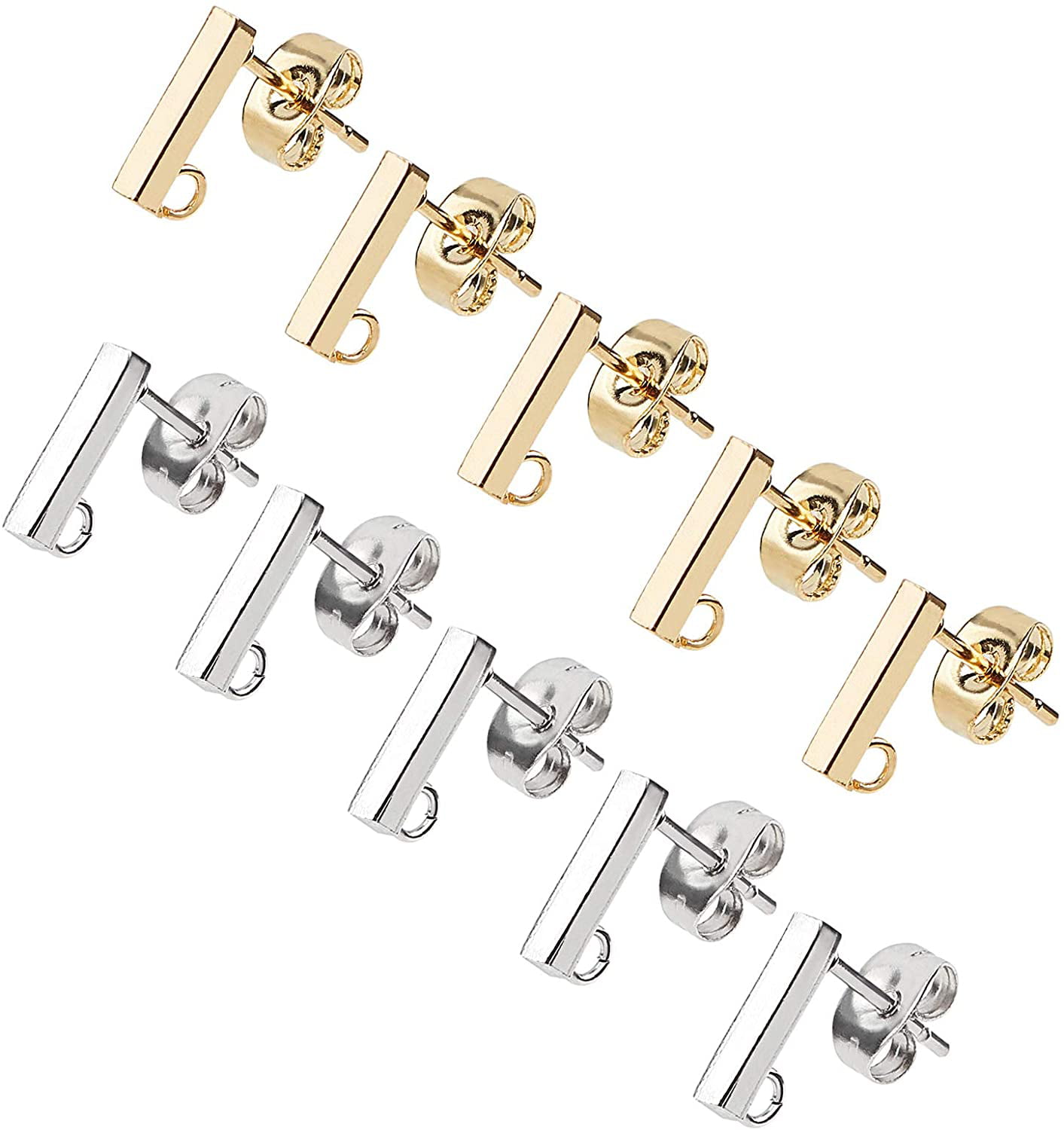 10pc DIY Stainless Steel Stud Earring Findings with Loop Earring Jewelry Making 