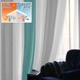 thumbnail image 5 of Turquoise Striped Blackout Curtains for Bedroom/Living Room, Pinch Pleated Black Out Curtains, Geometric Vertical Grey Stripes White Room Darkening Window Drapes with Hooks 2 Panels, 59"x70", 5 of 8