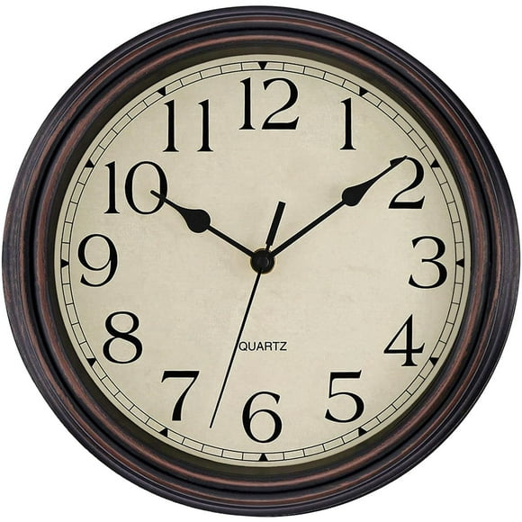 Reloj de pared Foxtop, retro, silencioso, no hace tictac, 30 cm, color bronce
