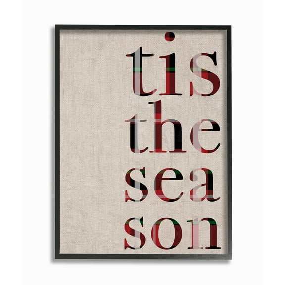 The Stupell Home Decor Collection Tis The Season Typography Framed Giclee Texturized Art, 11 x 1.5 x 14