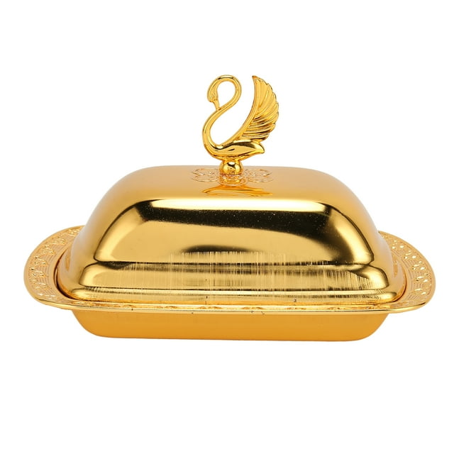 Fruit Bowl, Gold Fruit Tray Metal Material Easy To Clean With Lid For Desserts Gold,Silver