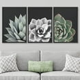 thumbnail image 2 of IDEA4WALL Framed Canvas Print Wall Art Set of 3 Desert Rose Echeveria Succulent Set Nature Plants Photography Modern Art Closeup Relax/Calm for Entryway, Bedroom, Office - 16"x24"x3 Black, 2 of 5