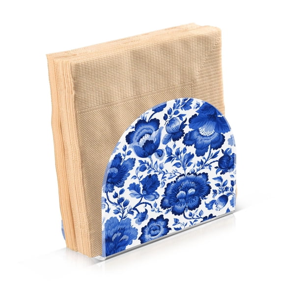 Napkin Holder for Table Kitchen Paper Tissue Organization Standing Paper Napkin Storage Blue Floral Pattern