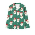 thumbnail image 5 of Lorytime Christmas Pjs Set Women Long Sleeve Santa Claus Collared Tops Elastic Waist Pants Festive Loungewear, 5 of 7