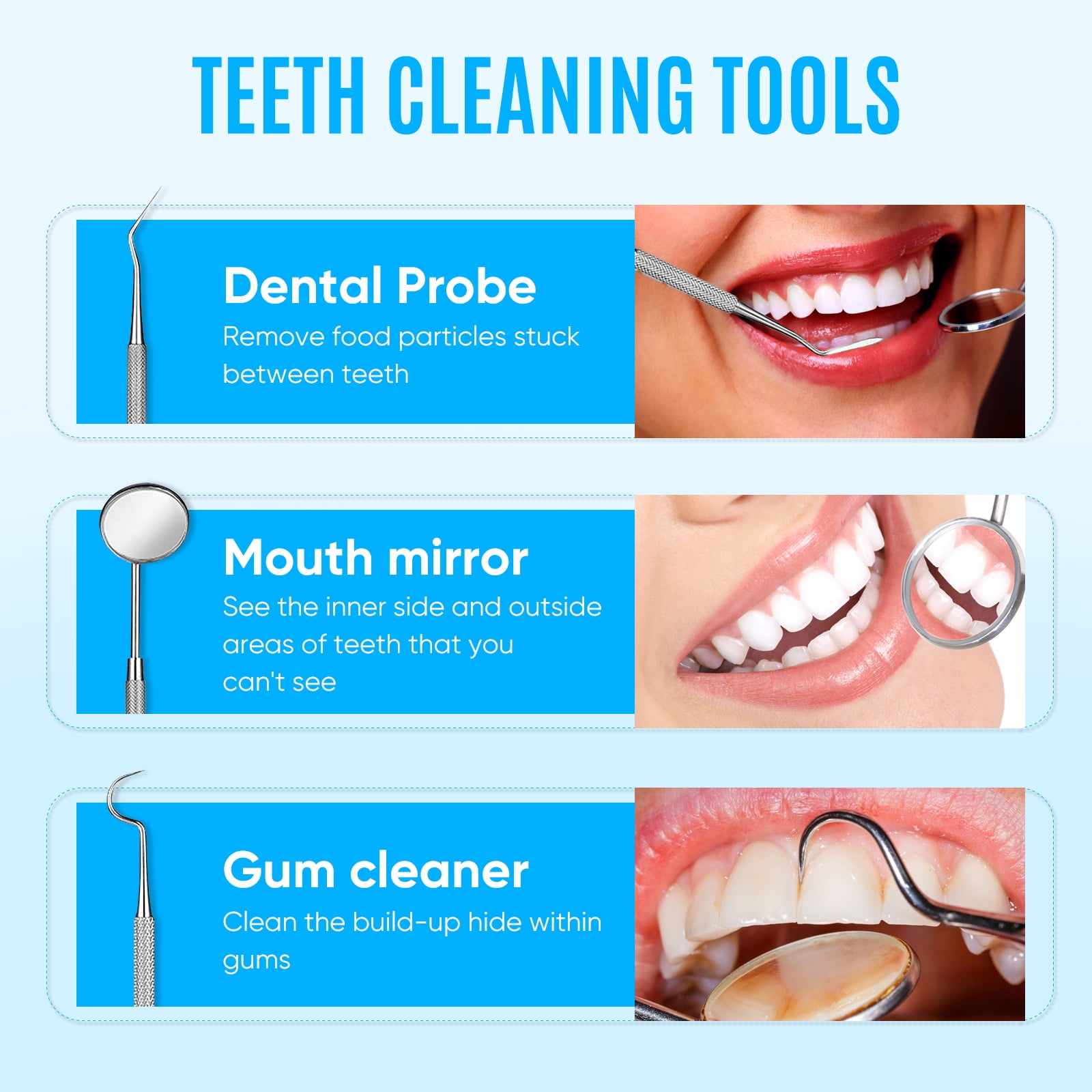 Plaque Remover for Teeth, Electric Tooth Cleaner Tartar Remover for Teeth with LED Light,3 Modes Rechargeable Teeth Cleaning Kit with Dental Tools, 2 Replaceable Heads
