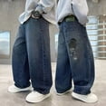 thumbnail image 7 of TOWED22 Boys Baggy Jeans for Kids Teen Casual Straight Wide Leg Cargo Jeans Y2K Loose Elastic Waist Denim Pants Trousers with Pockets(Blue,12-14 Y), 7 of 7