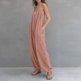 thumbnail image 4 of Women’s Zip‑up Oversized Baggy Jumpsuit, Spaghetti Strap V‑neck Loose Wide Leg Casual Pants, Comfy Loungewear Overalls XL, 4 of 5