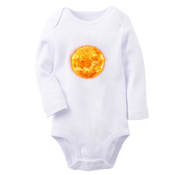 Babies Nature Sun Pattern Rompers, Newborn Baby Unisex Bodysuits, Infant Jumpsuits, Toddler 0-12 Months Kids Long Sleeves Oufits (White, 6-12 Months)