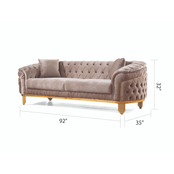Vanessa 2 Piece Living Room Set Finished with Velvet Upholstery in Taupe