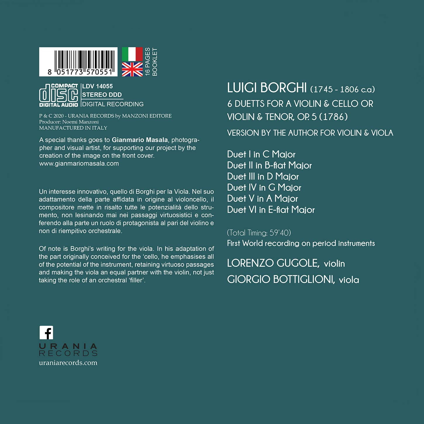 Gugole Bottiglioni - 6 Duetts 5 - Music & Performance - CD
