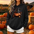 thumbnail image 2 of PNTUTB Fall Winter Women's Halloween Sweatshirt Long Sleeve Pullover Drawstring Hoodie Fashion Print Casual Loose Comfort Trendy Top with Pocket, 2 of 7