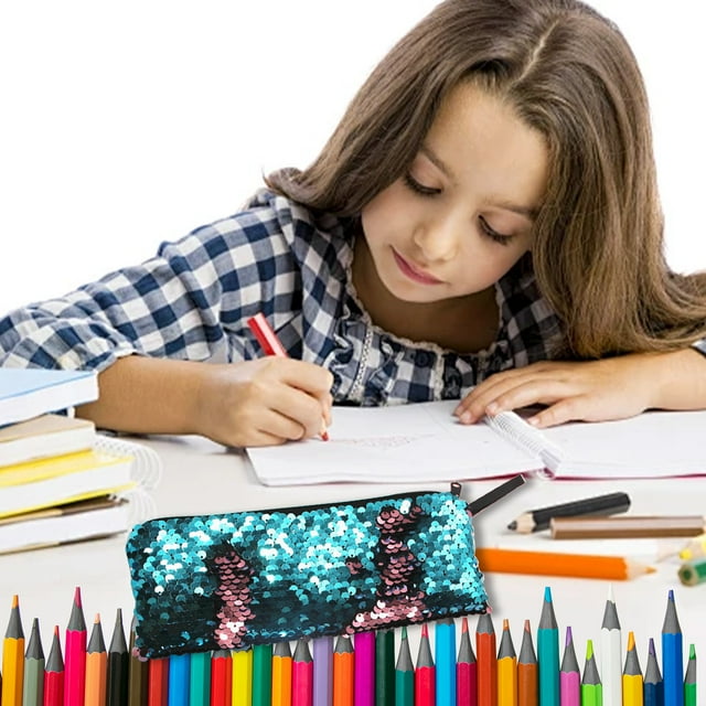 Student Pencil Case Two-color Sequin Pencil Case Sequin Bag Earphone Data Cable Storage Bag