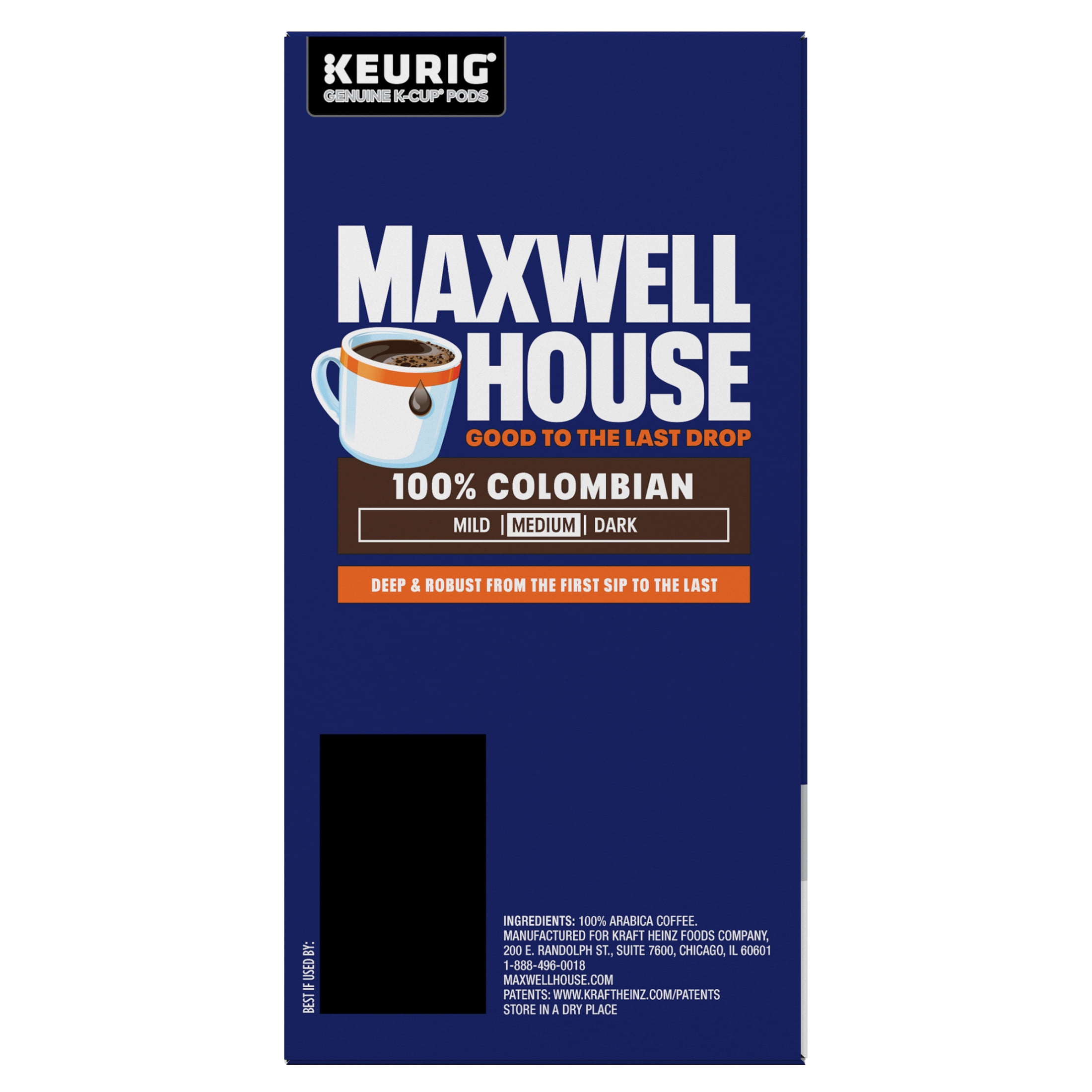 (4 pack) Maxwell House 100% Colombian Medium Roast K-Cup® Coffee Pods, 24 Count Box