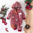 thumbnail image 2 of Icvfdpl Kids Girls Romper Jumpsuit Toddler Boys Christmas Winter Keep Warm Long Sleeve Cartoon Prints Hooded 0-24 Months Lovely Onesie For Baby, 2 of 9
