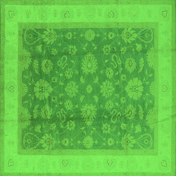 Ahgly Company Indoor Square Oriental Green Industrial Area Rugs, 4' Square