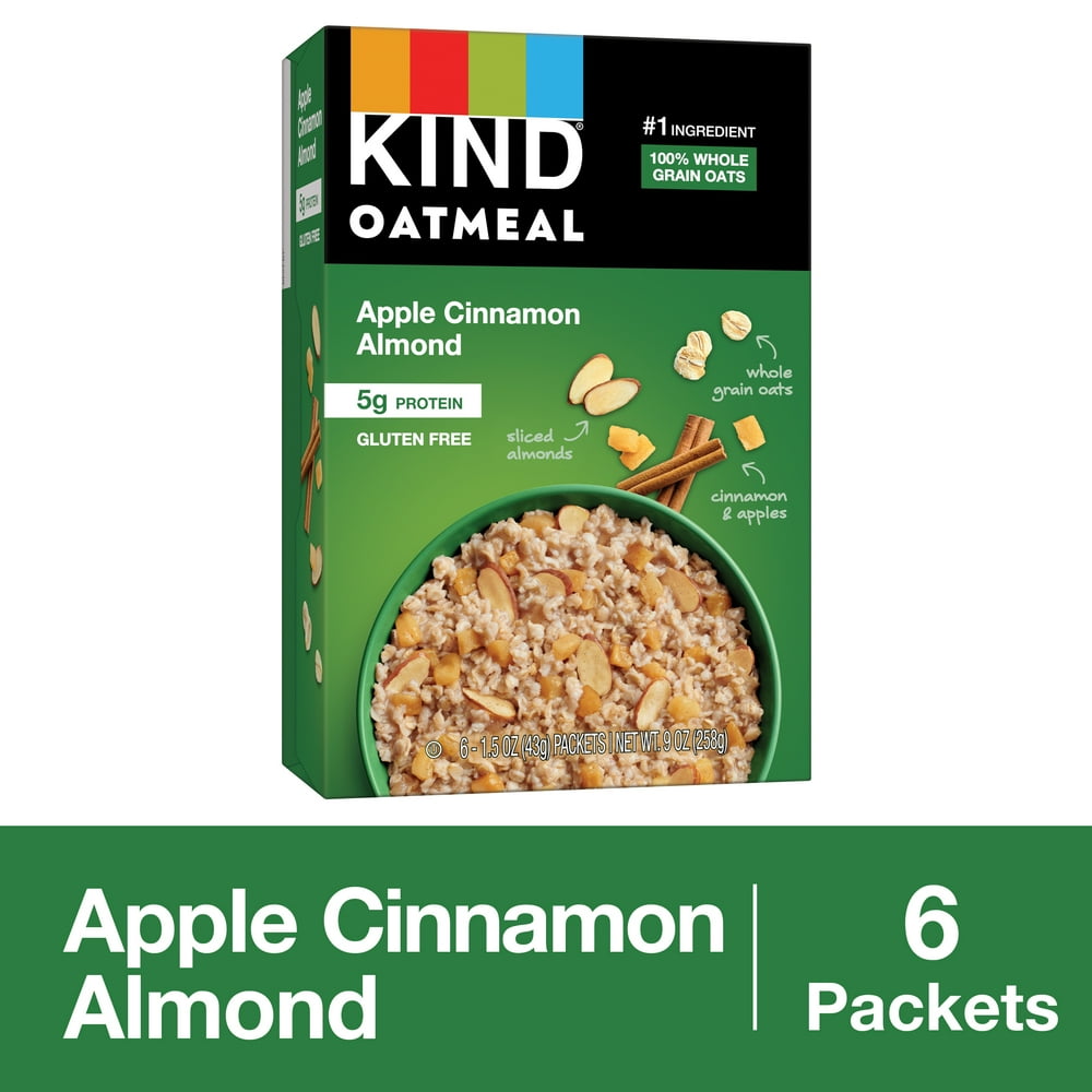KIND Oatmeal, Apple Cinnamon Almond, 5g Protein, Gluten Free Oatmeal, 1