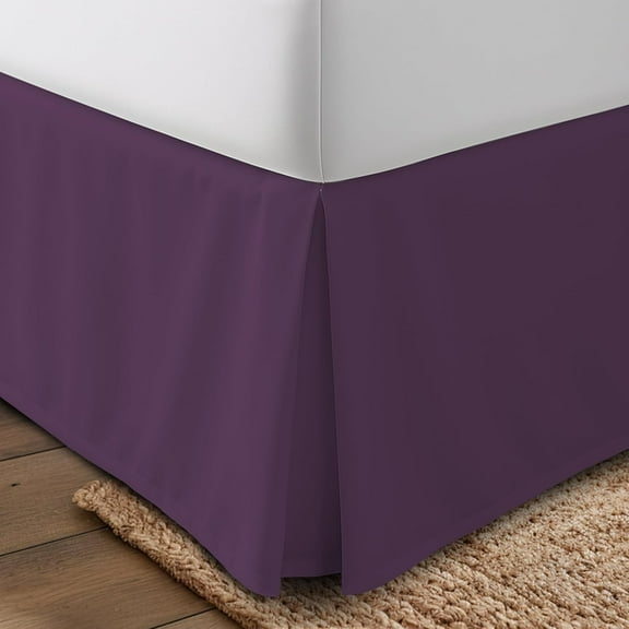Queen Bed Skirt - Soft Quadruple Pleated Ruffle - Easy Fit with 16 Inch Tailored Drop - Hotel Quality, Shrinkage and Fade Resistant (Queen, Purple)
