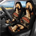thumbnail image 2 of Yuyamidu Frog Car Seat Cover Full Set with Steering Wheel Cover Seatbelt Pads Mushroom Car Armrest Cover Headrest Covers Cup Coaster Key Chain 14 PCS, 2 of 7