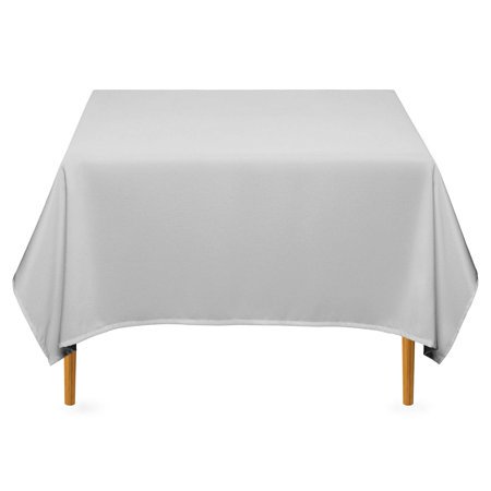 Lann's Linens - 70" Square Premium Tablecloth for Wedding/Banquet/Restaurant - Polyester Fabric Table Cloth - Silver