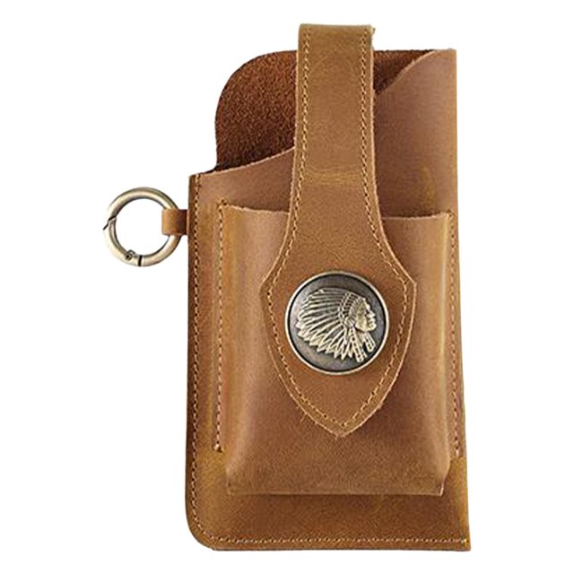 Étui Multifonction en Cuir Portable avec Clip Ceinture pour Course Gym Exercice, Marron