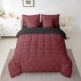 thumbnail image 2 of Feelyou Hippie Maroon Damask Twin Bedding Sets 7pcs, Boho Butterfly Animal Comforter Set, 2 of 8