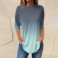 thumbnail image 2 of Womens Tops 3/4 Length Sleeve Tops Neck Casual Print Tunic T Shirts Three Quarter Length Tops Blouses For Women, 2 of 4