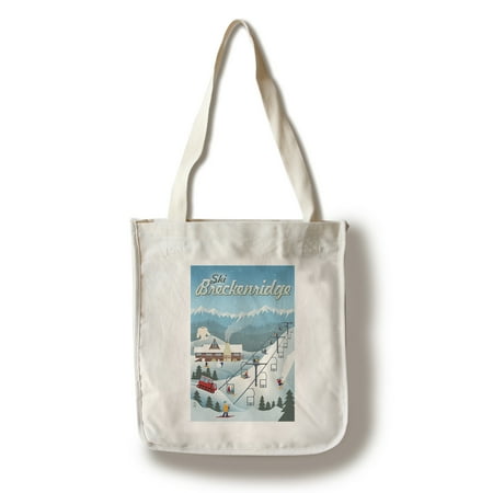 Ski Breckenridge, Colorado - Retro Ski Resort - Lantern Press Artwork (100% Cotton Tote Bag -