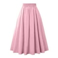thumbnail image 3 of Xyxonk Midi Skirts for Women Vintage Solid Color Elastic High Waist Skirts with Pockets Fashion A Line Button Pleated Flared Swing Skirt Pink L, 3 of 3