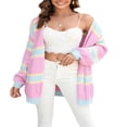 thumbnail image 4 of Women’s Plus Size Knit Cardigan Long Sleeve Contrast Color Sweater, 4 of 9