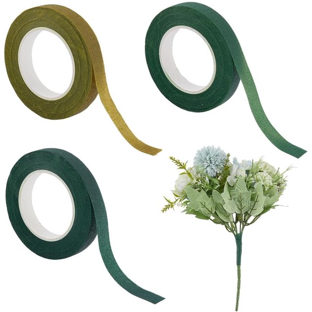 3 rollos de cinta floral verde de 90 yardas x 0,47 pulgadas, 3 colores, cinta adhesiva decorativa para floristería, envoltura para tallos de flores, arreglos florales para bodas