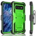 thumbnail image 1 of Galaxy S10 Plus Case, Samsung Galaxy S10 Plus Holster Clip, Tekcoo [Tshell] Shock Absorbing [Green] Secure Swivel Locking Belt Defender Heavy Full Body Kickstand Carrying Tank Armor Cases Cover, 1 of 7