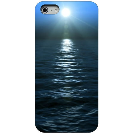 CUSTOM Black Hard Plastic Snap-On Case for Apple iPhone 5 / 5S / SE - Blue Water Ocean