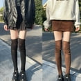 thumbnail image 3 of Qisuw Solid Color Over The Knee Long Socks for Women Japanese Student Ruched Slouch Top Rib Knit Thigh High Stockings Hosiery, 3 of 19