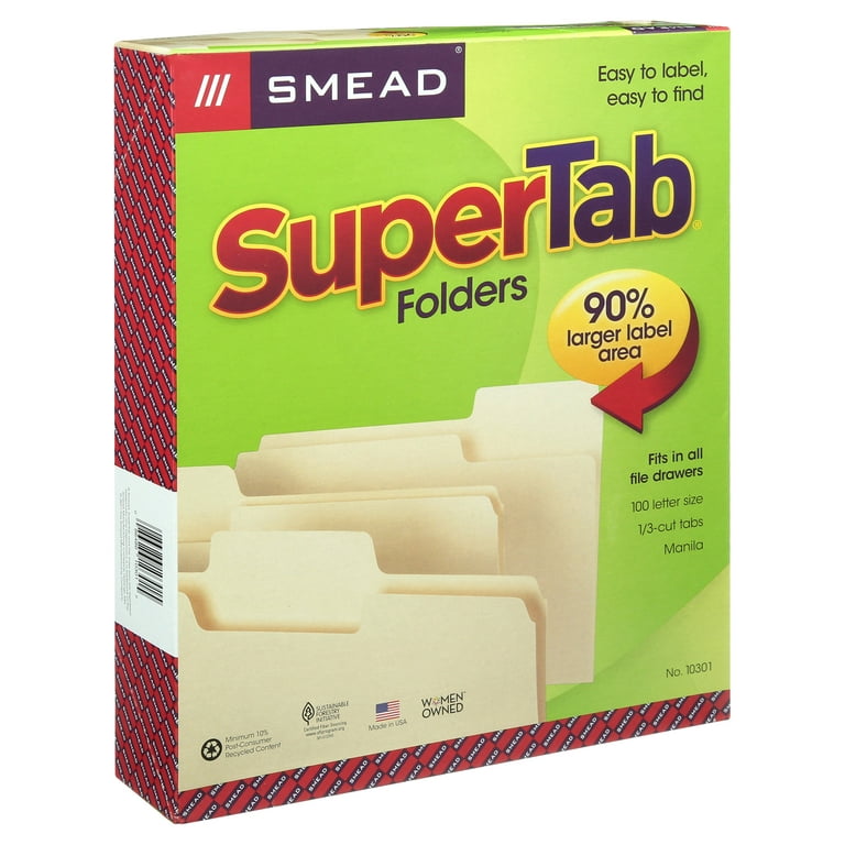  Smead Card Guide, Plain 1/3-Cut Tab (Blank), 6W x 4H,  Manila, 100 per Box (56030) : Manila File Folders : Office Products