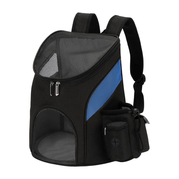 Mochila para mascotas Transportín para perros y gatos con doble cremallera Ventana transparente Bolsillos laterales Hombro de viaje para mascotas