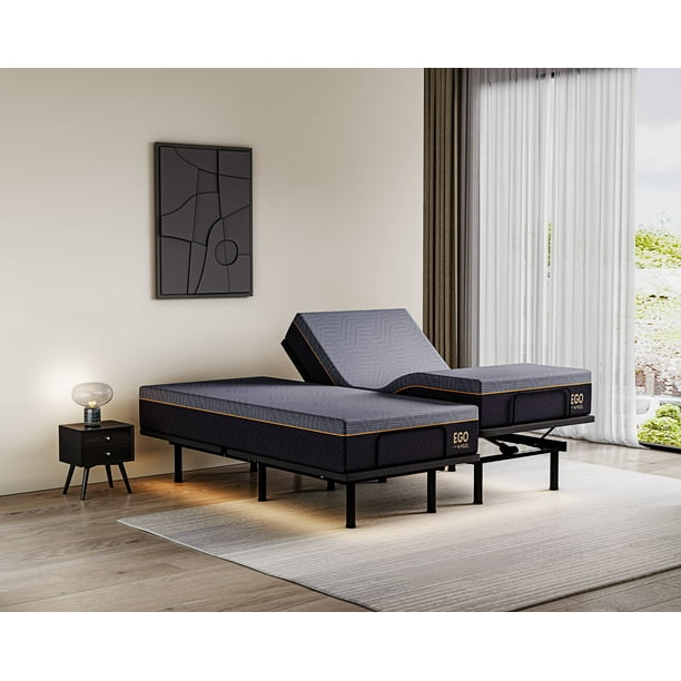 MLILY Split King Adjustable Bed Frame and 12 inch Memory Foam Mattress