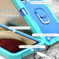 thumbnail image 5 of Dteck Case for Samsung Galaxy A12 6.5-inch,Shockproof Rugged Rubber Armor 3-Layer Protection Case Hybrid Hard PC Back With Ring Holder Kickstand Cover,Mint+Blue, 5 of 6