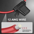 thumbnail image 5 of 2 Pack 12 AWG Inline Fuse Holder 11.8 Inch 12V ATC/ATO Blade Fuse Holder with Waterproof Cap, 15A/20A/25A/30A/40A Blade Fuses 2 Each for Marine, Golf Cart Lighting, Circuits, Auto RV Fuses., 5 of 8