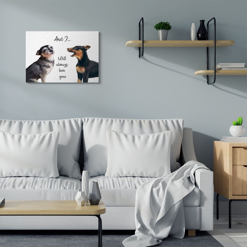 Stupell Industries Will Always Love You Quote Romantic Dog Serenade Canvas Wall Art Design by Ziwei Li, 24" x 30"