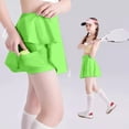 thumbnail image 2 of Curuila Children Girls Shorts Tennis Skirts With Pockets Solid Color Elastic Waistband Breathable Soft Shorts Green Size 5-6 Years, 2 of 3
