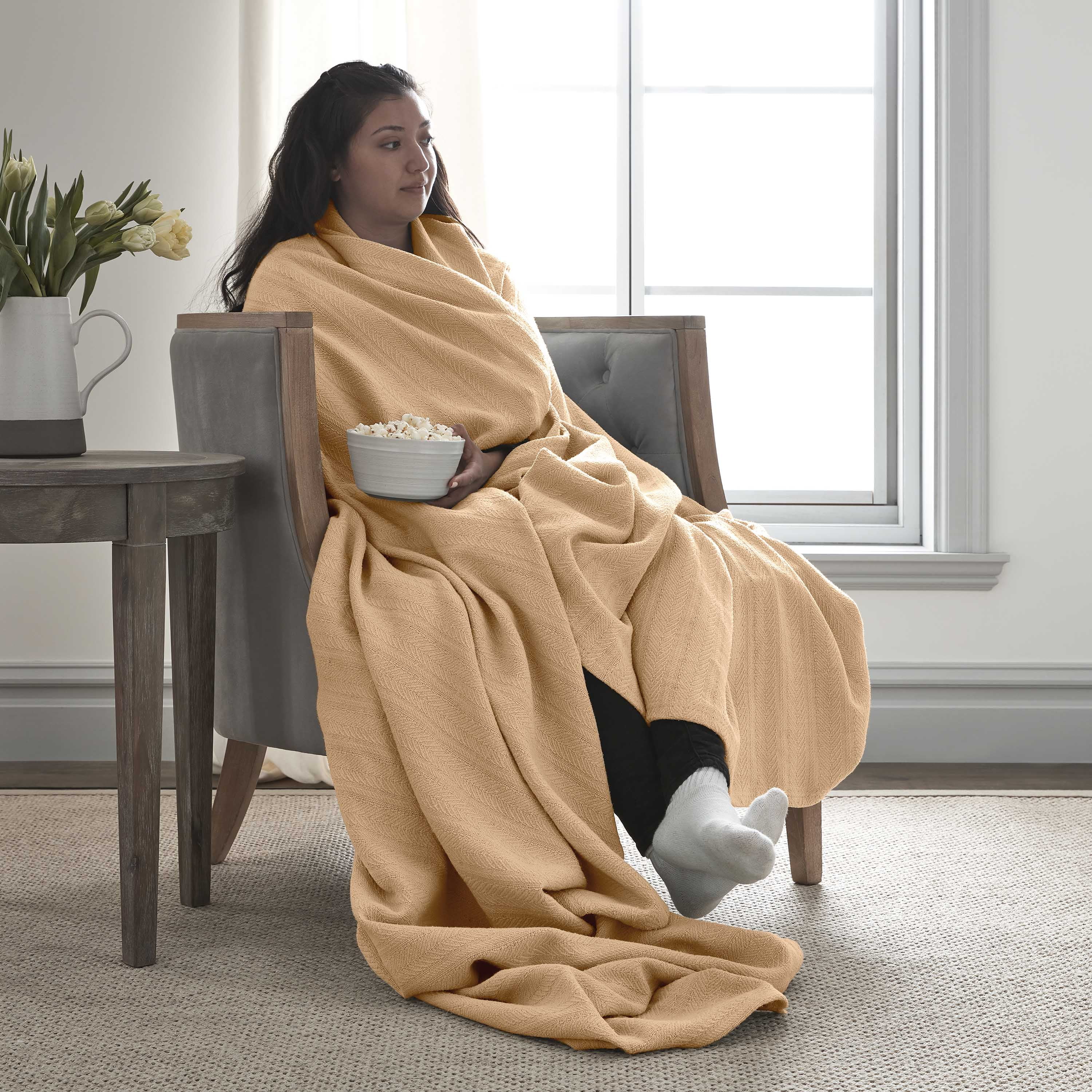 Vellux 100% Cotton Blanket, King, Beige