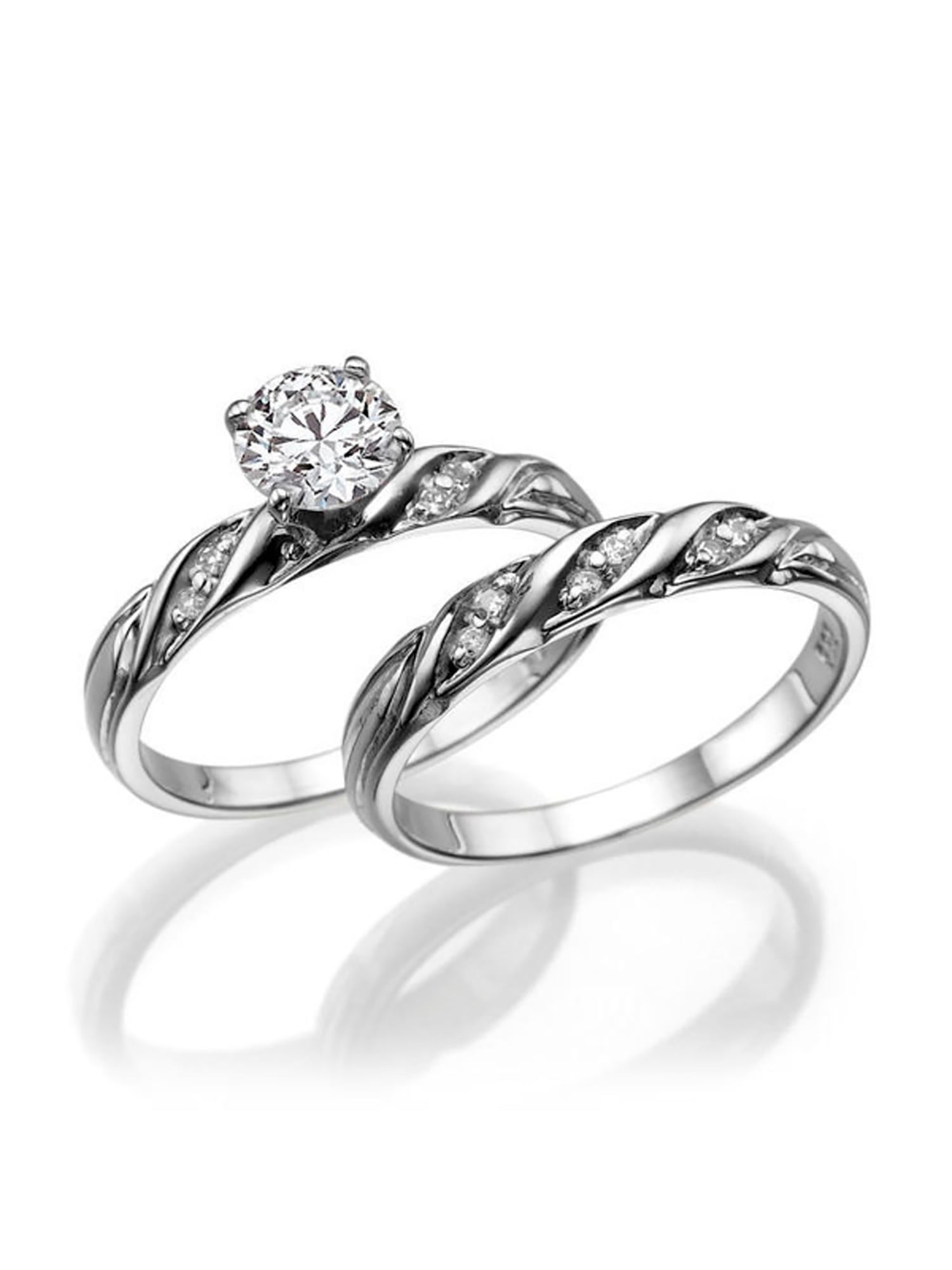 DF VS 6.50MM Moissanite Engagement Ring With Diamonds (0.88 ct