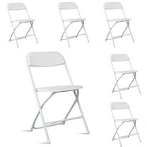 SamyoHome 6 pcs Folding Camping Chairs White Plastic Stackable Wedding Party Event Chair