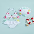 thumbnail image 4 of Infant Girls Swimsuits Tie-Up Tank Tops Ruffles Shorts Sun Hat Bikini Split Swimwear Set, 4 of 7