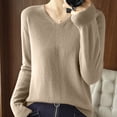 thumbnail image 2 of GigrtiJin Womens Knitted Pullover Sweater Solid Color Long Sleeved V-Neck Sweaters Top Casual Soft Warm Loose Blouse, 2 of 3