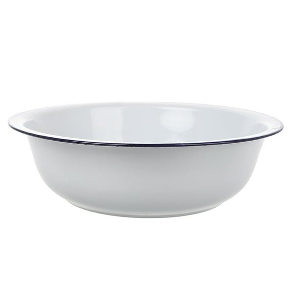 GOOHOCHY Lavabo retro esmaltado para cocina y baño, apto para lavar frutas y servir ensaladas, cuenco duradero de esmalte blanco.