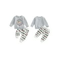 thumbnail image 2 of Baby Toddler Boy Christmas Outfit 0 6 12 18 24 Months 2T 3T Letter Print Long Sleeve Sweatshirt and Tractor Print Pants 2 Piece Clothes, 2 of 9